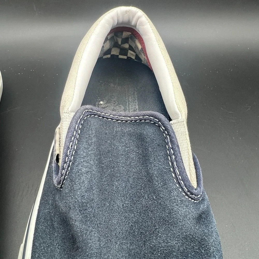 Vans Classic Slip-On Mens 8 Sneaker Navy Blue Suede Low Top Skateboard Shoes